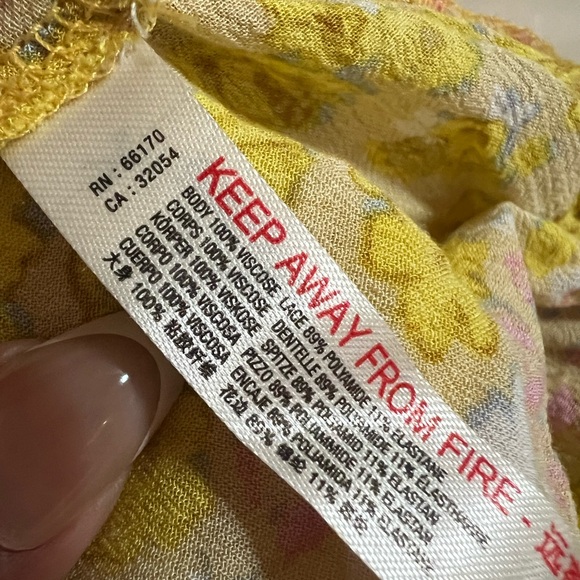 Free People Bare it All Yellow Floral Print Tie-Strap Bodysuit Size Medium - Picture 7 of 9